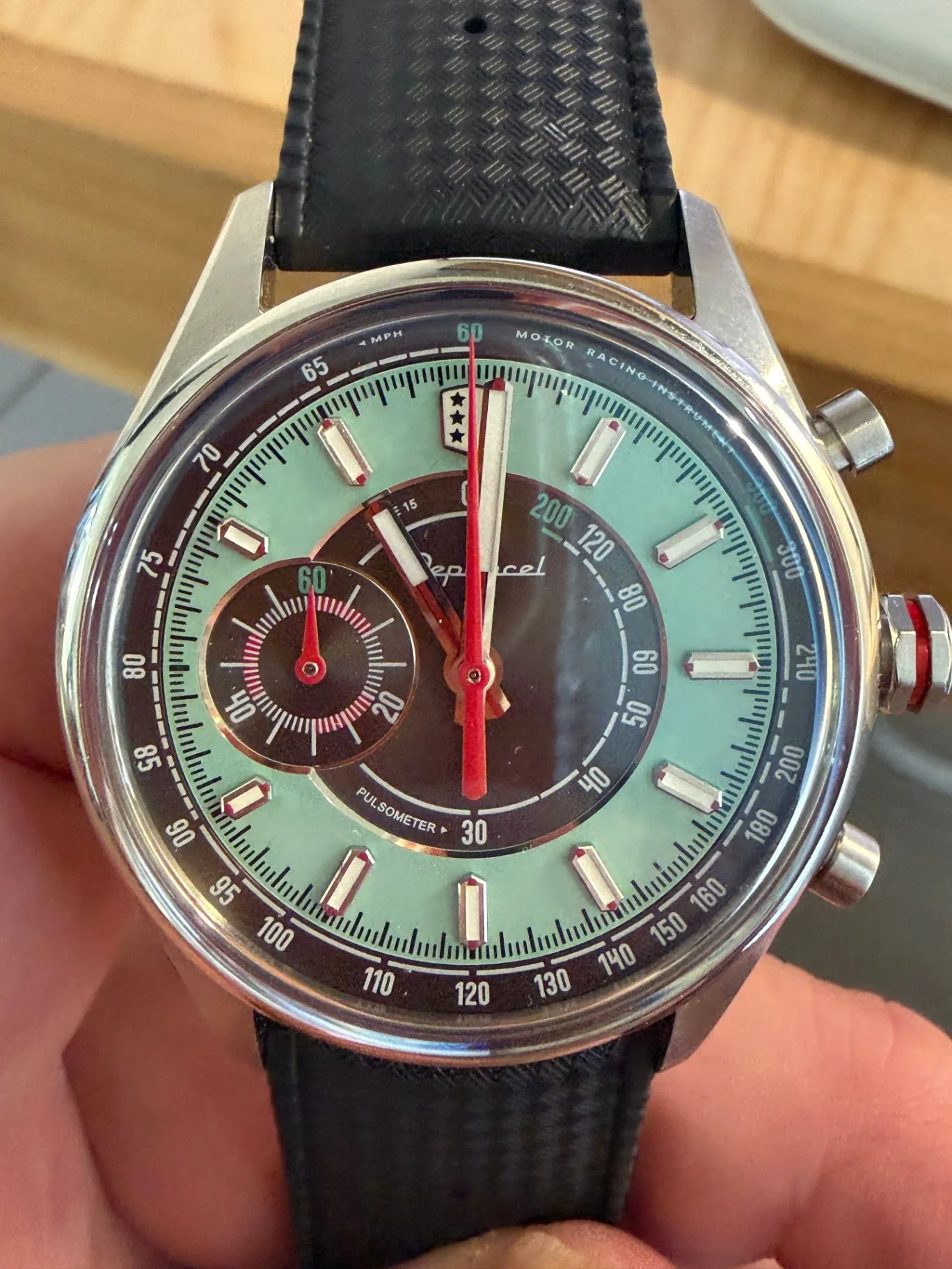 Depancel Allure Mono Eye — Mint Green, dial straight-on